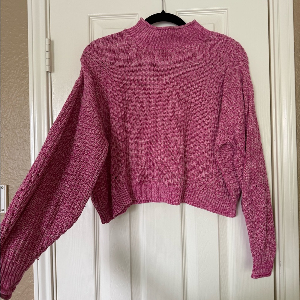 Abound Pink Cowl Neck Sweater with Balloon Sleeves
